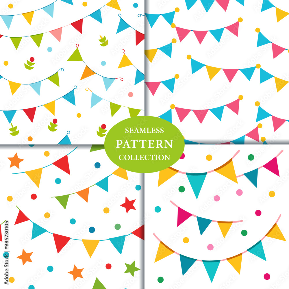 Obraz premium Birthday Decorations Bunting Seamless Pattern Background