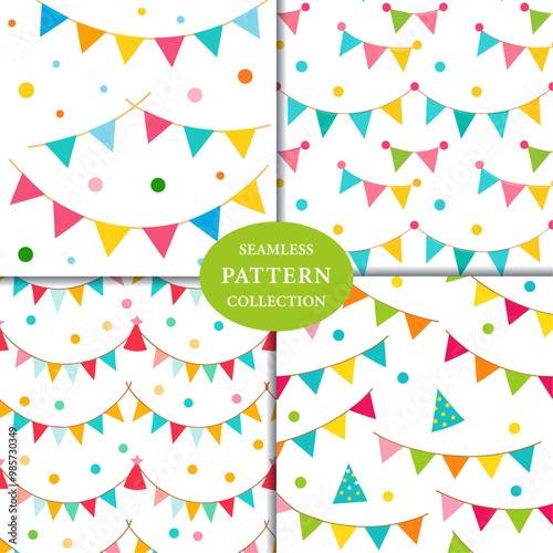 Birthday Decorations Bunting Seamless Pattern Background