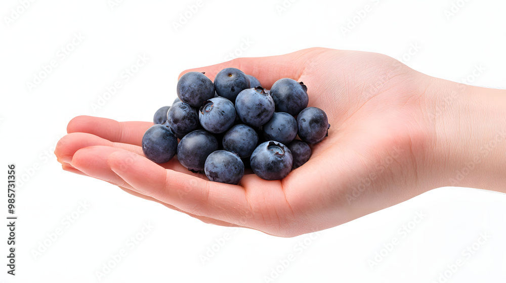 Handful with blueberries, isolated on white background. Handful with blueberries, isolated on white background.
