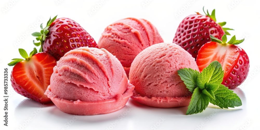 Delicious strawberry ices on a white background Delicious strawberry ices on a white background