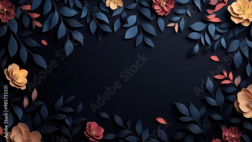 Glowing floral patterns on a black background, artistic glowtime, modern and elegant design