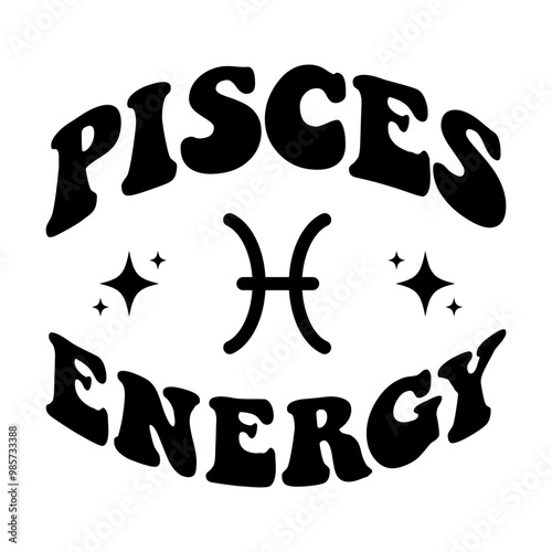 Pisces energy zodiac horoscope sign svg cut file. Isolated vector illustration.