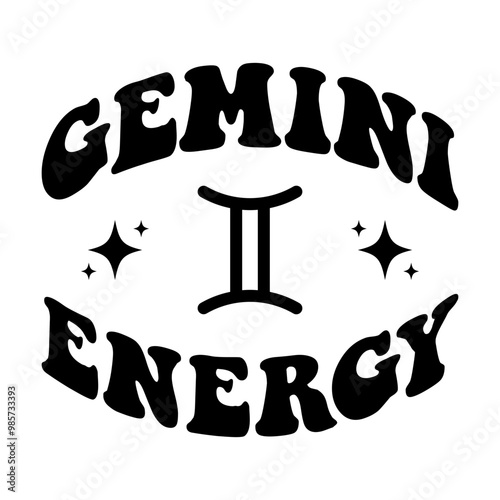 Gemini energy zodiac horoscope sign svg cut file. Isolated vector illustration.