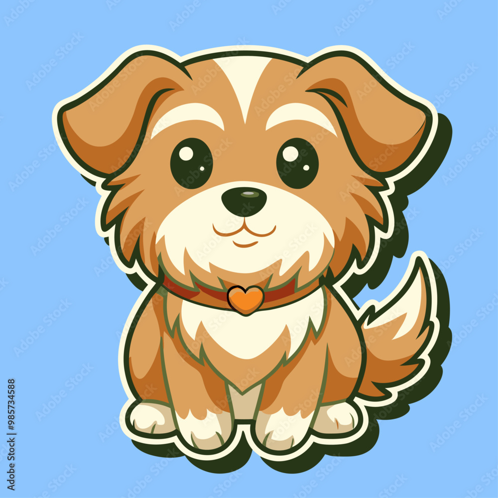 Dog sticker. Happy adorable doggy cartoon. Cheerful cute animal baby. Funny pet character Dog sticker. Happy adorable doggy cartoon. Cheerful cute animal baby. Funny pet character
