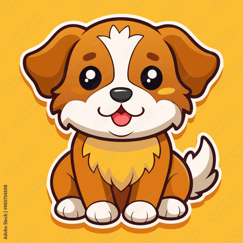 Dog sticker. Happy adorable doggy cartoon. Cheerful cute animal baby. Funny pet character Dog sticker. Happy adorable doggy cartoon. Cheerful cute animal baby. Funny pet character