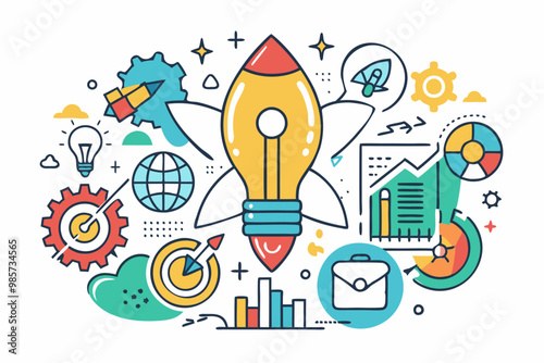 Business idea icon. Creative lightbulb concept. Infographic and office symbol. Web strategy technology. Success and innovation solution