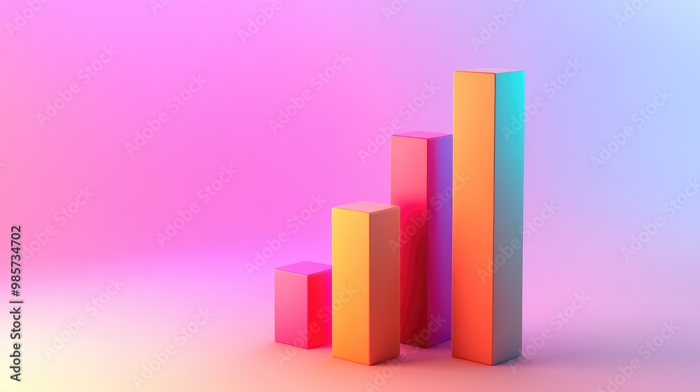 A colorful bar graph in a gradient background. A colorful bar graph in a gradient background.