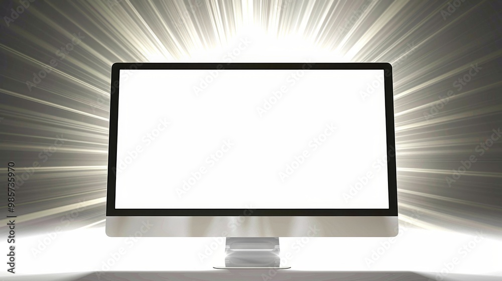 Bright Computer Screen with Radiant Background Bright Computer Screen with Radiant Background