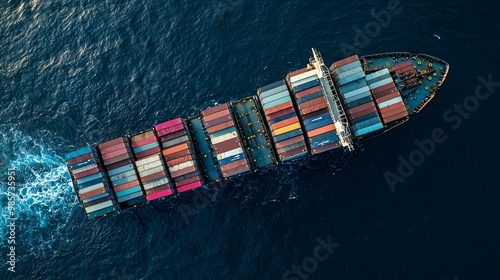 Cargo ships stranded in the ocean, unable to dock due to trade restrictions, maritime trade barrier, shipping crisis