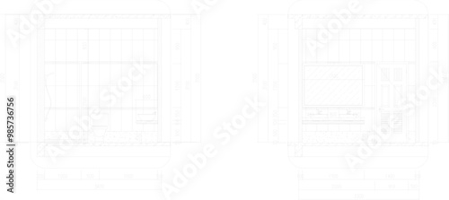 Vector sketch illustration silhouette design architectural engineering drawing of modern bathroom interior with toiletries
