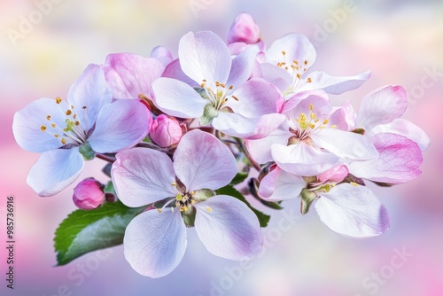 Blossoming spring flowers soft pastel background