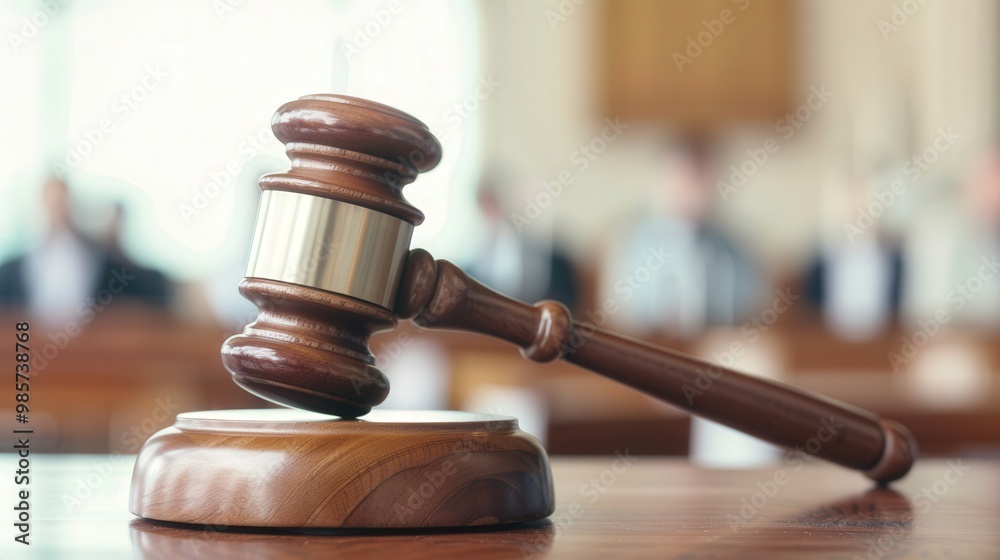 Justice in Session, a gavel strikes in a courtroom, symbolizing law and order, with a blurred audience witnessing the proceedings, embodying the seriousness of public hearings. Justice in Session, a gavel strikes in a courtroom, symbolizing law and order, with a blurred audience witnessing the proceedings, embodying the seriousness of public hearings.
