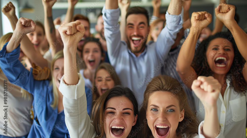 Excited Coworkers Celebrating Success Together