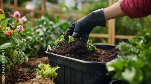 Hand Planting in a Greenhouse Garden