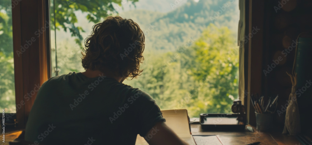 custom made wallpaper toronto digitalPerson Contemplating Serenity in Nature Embrace