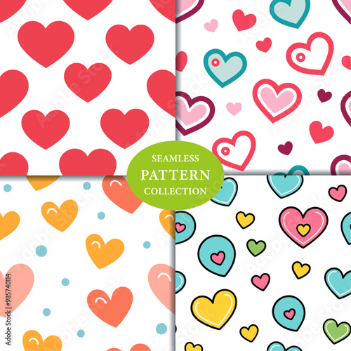 Doodle Hearts Seamless Pattern Background