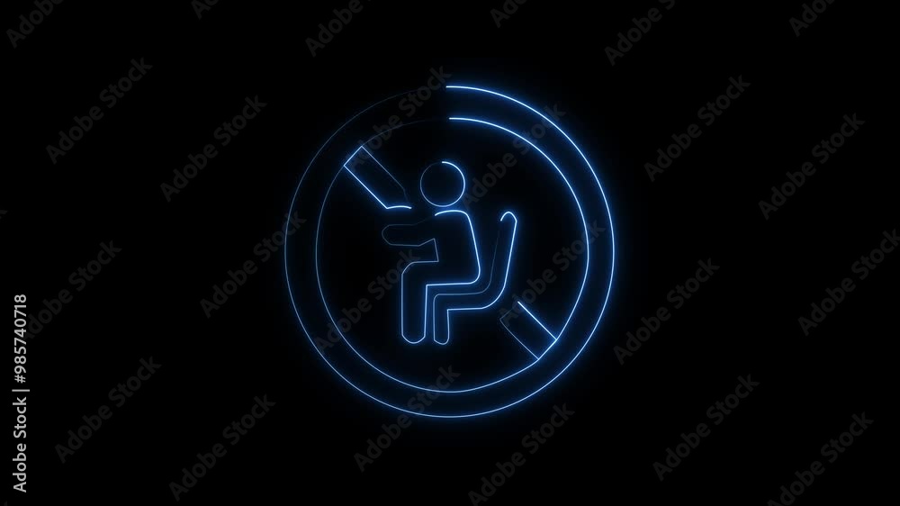 Neon The airbag light flashes intermittently, indicating an error in the airbag system. black background. Neon The airbag light flashes intermittently, indicating an error in the airbag system. black background.