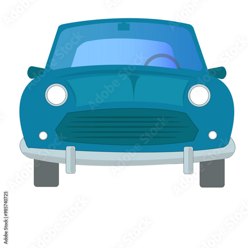 Voiture moderne de couleur bleue vue de face