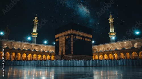 a spiritual night scene of the kaaba