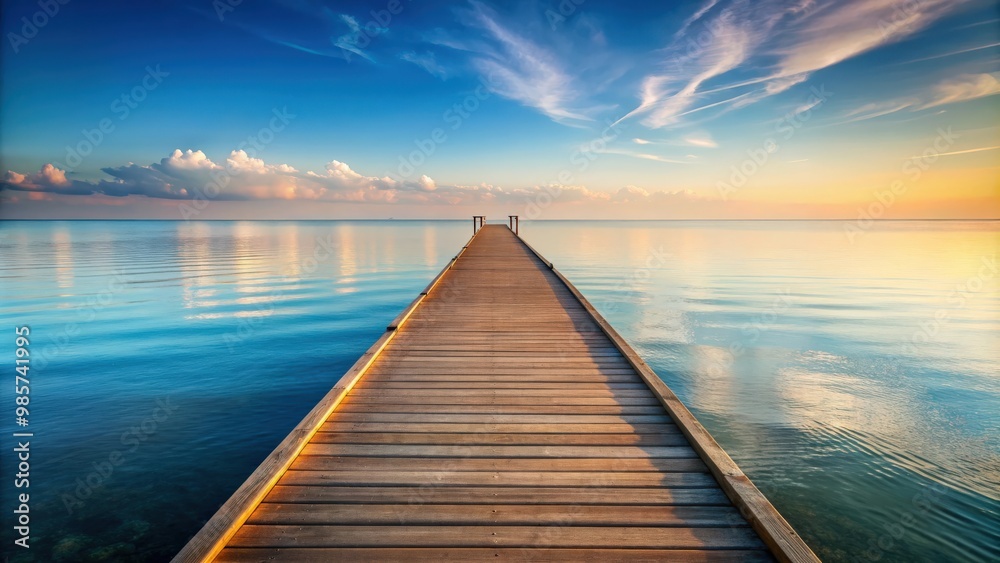 Fototapeta premium A serene pier stretching out into a calm ocean