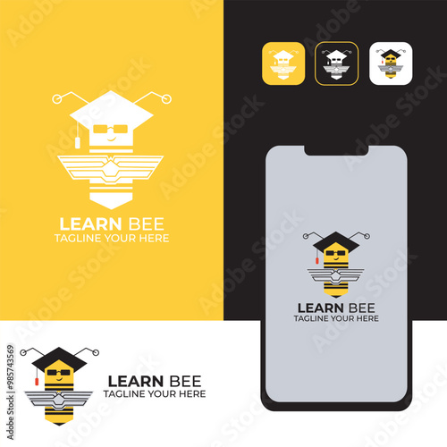 Logo learn bee app mobile tamplate