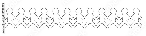 LGBTQ-themed coloring page featuring a chain of paper dolls. Perfect for pride events and supporting equality through art and creativity.