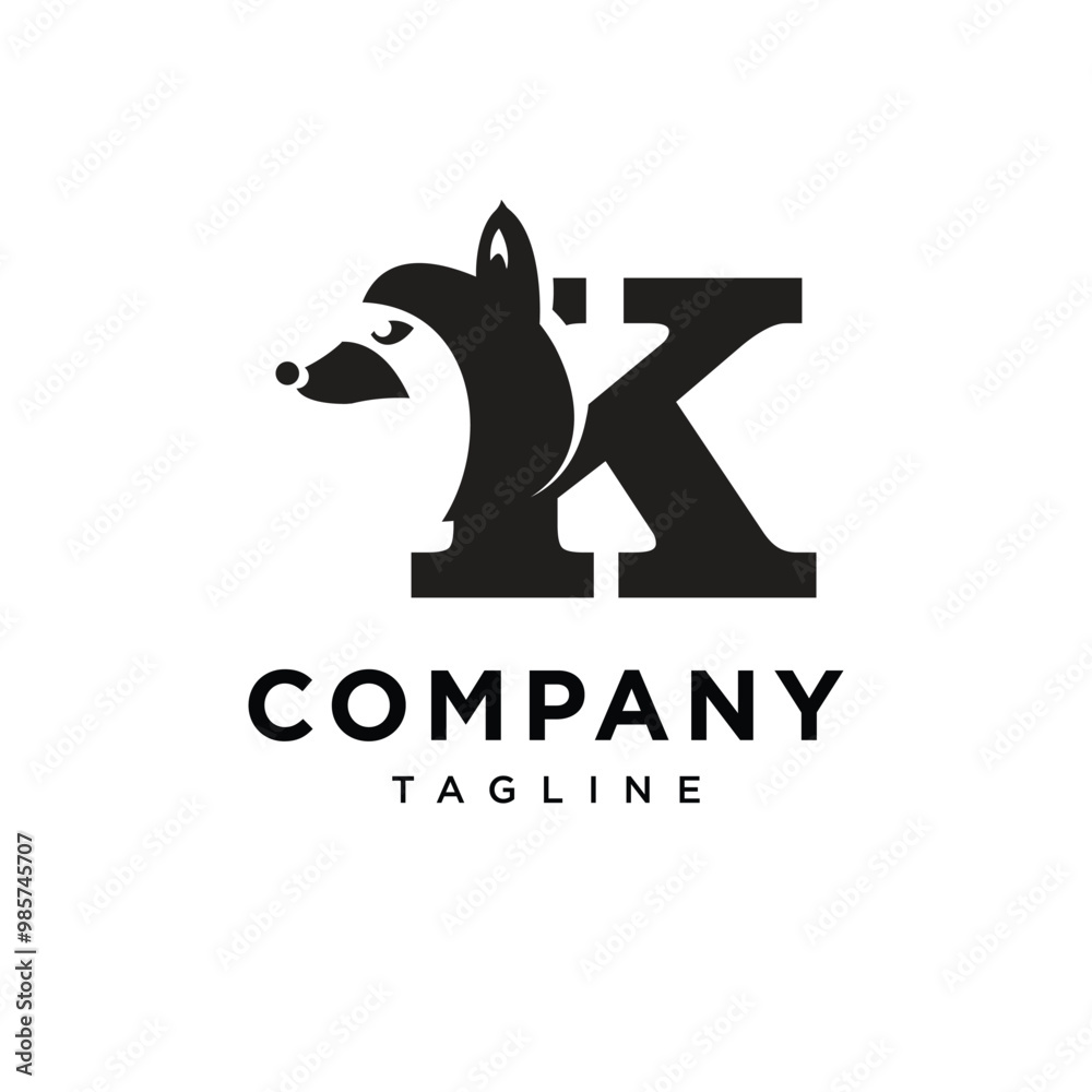 Letter K Raccoons wild trapper logo icon vector. Letter K Raccoons wild trapper logo icon vector.