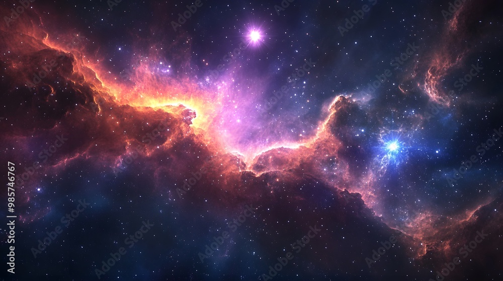 Fototapeta premium Cosmic Nebula with Stars and Dust Clouds