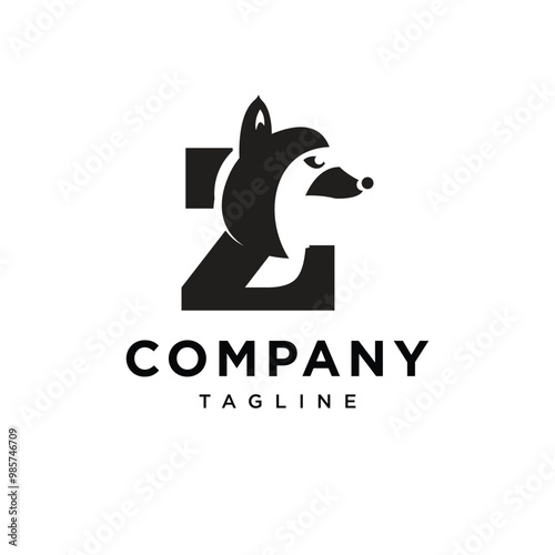 Letter Z Raccoons wild trapper logo icon vector.