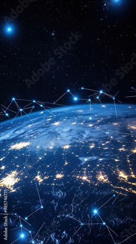 Global network connection World map point and line composition concept of global business IoT analytics