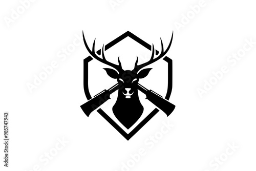 Logo for hunting vector art illustration, background white