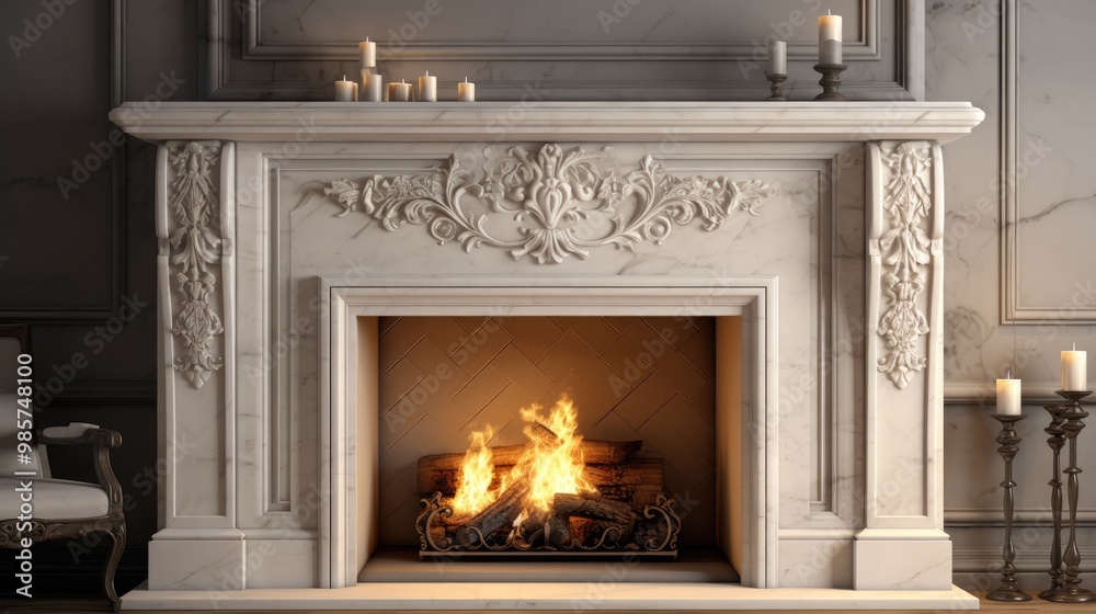 create a High Quality, fireplace modern, classic and stone style. beautiful lit fireplaces surrounded by modern tile ,on white background create a High Quality, fireplace modern, classic and stone style. beautiful lit fireplaces surrounded by modern tile ,on white background
