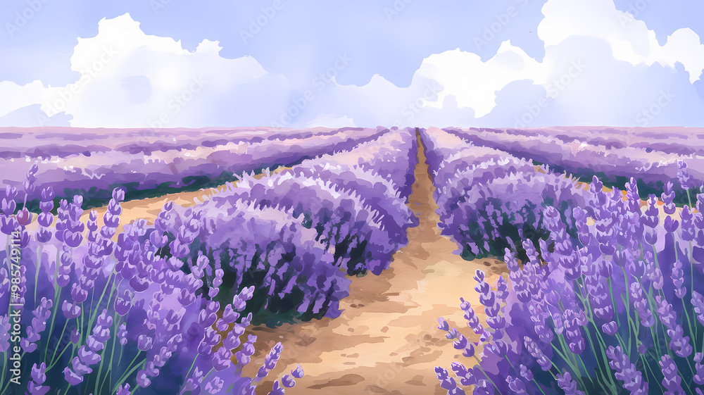 Obraz premium lavender filed on the country siide region 