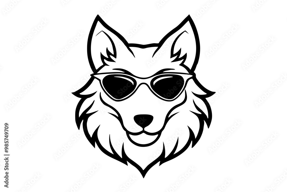 wolf with sunglasses silhouette vector wolf with sunglasses silhouette vector
