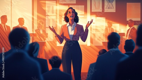 Motivational Speaker Addressing Audience in Conference Room