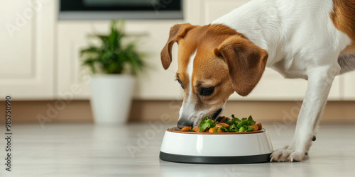 Wallpaper Mural handsome dog with cool attitude enjoying meal in modern kitchen Torontodigital.ca