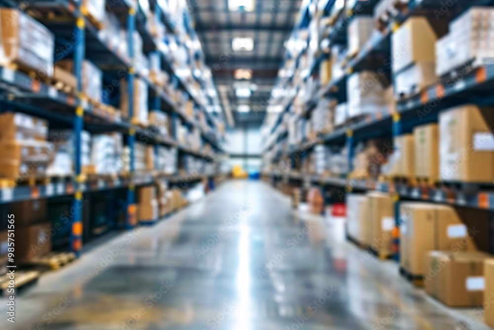 Blurred image of warehouse for background usage Blurred image of warehouse for background usage