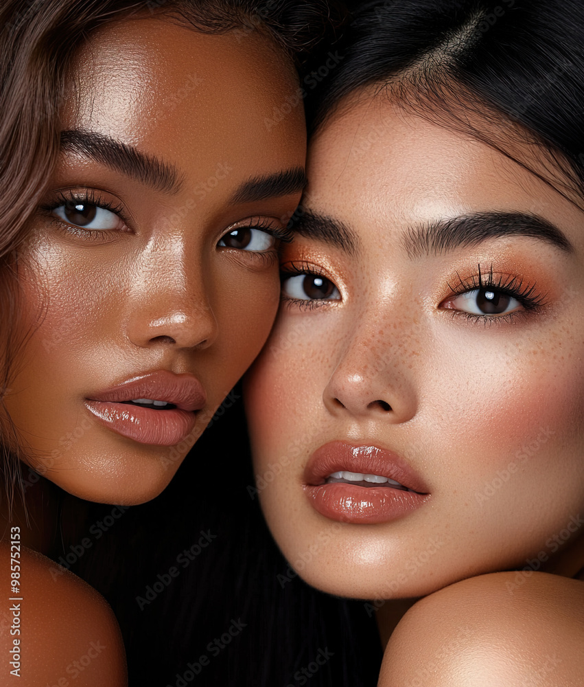 Portrait of beautiful multiethnic women with perfect skin Portrait of beautiful multiethnic women with perfect skin