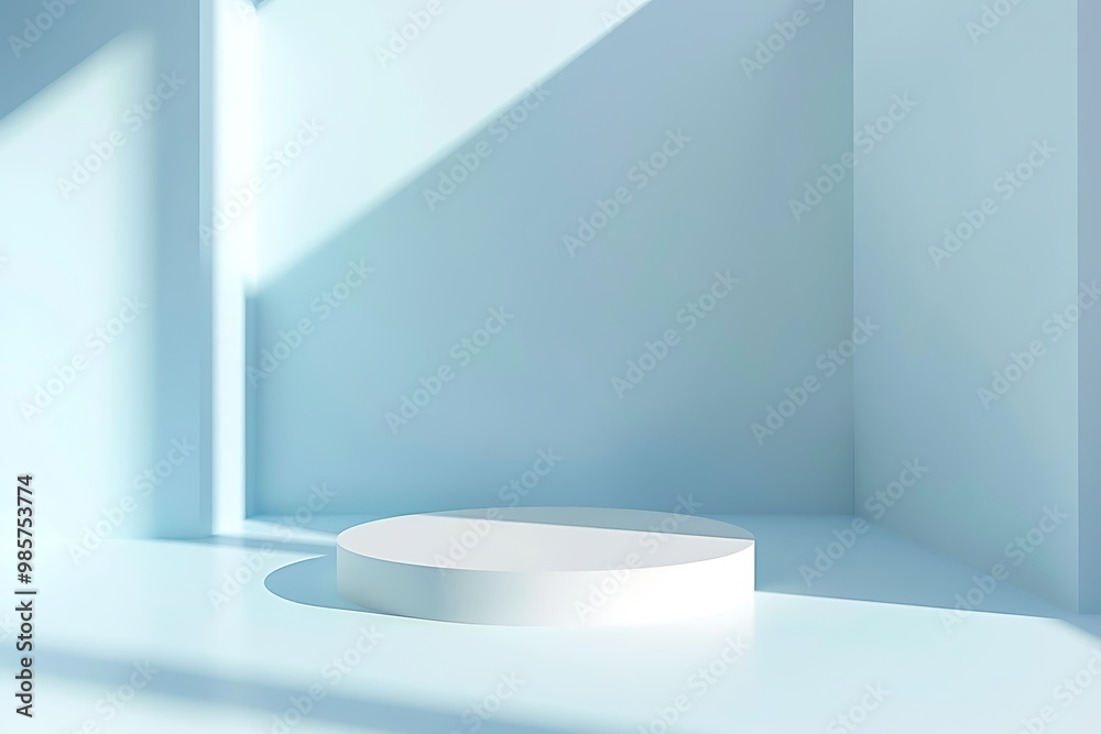 Abstract blue empty room with shadow on the wall.