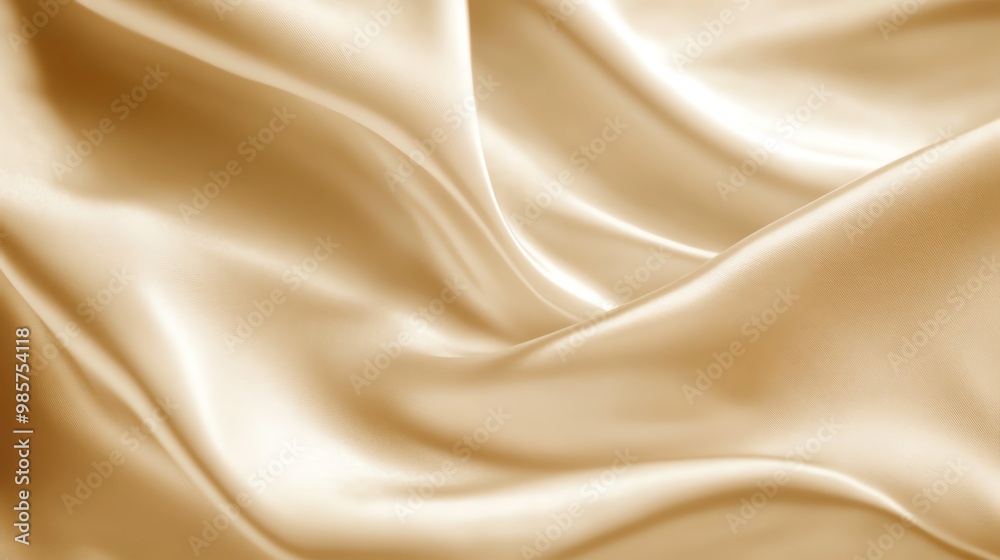 Fototapeta premium Elegant golden silk fabric draping beautifully, showcasing smooth texture and luxurious sheen for various artistic uses.