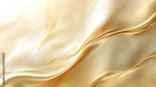 Elegant golden silk fabric gently flowing, creating a smooth and luxurious texture for various design applications.