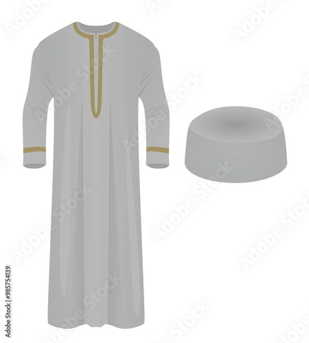 Grey Arabic clothes. vector illustration