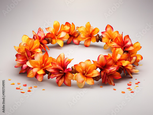 Decorative flower on diwali diya for festival card background.