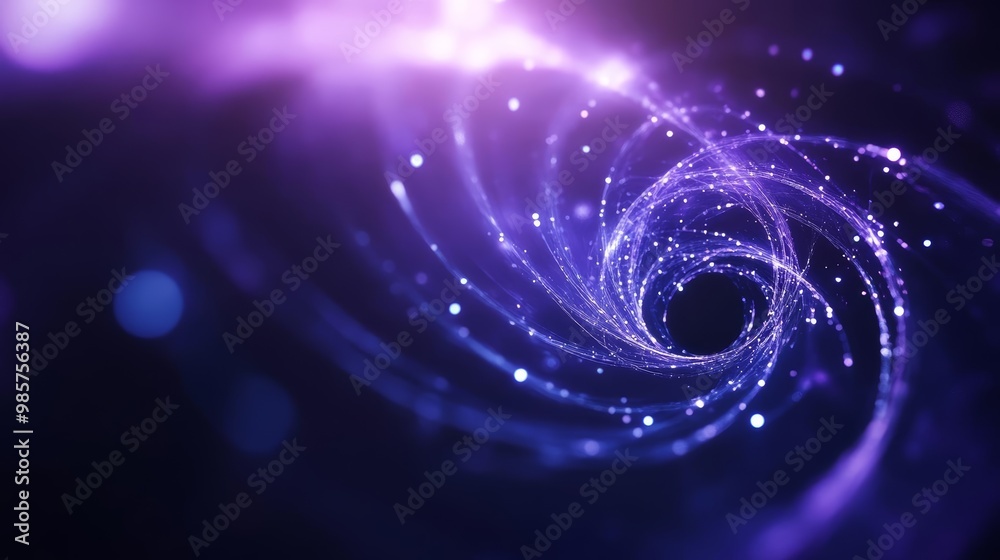 Obraz premium Abstract purple spiral galaxy, stars and cosmic lights.