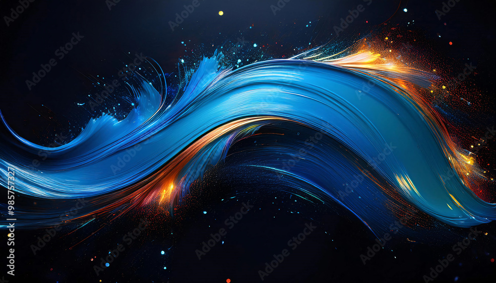 Obraz premium ブラシ 青 曲線 背景画像 Generative AI