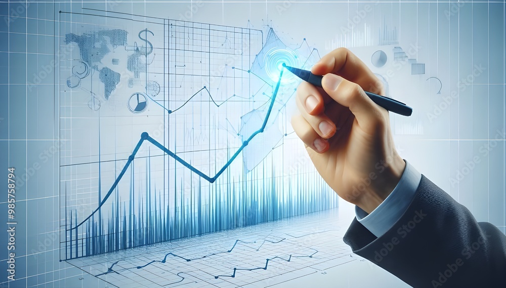 Hand drawing a blue graph curve on a transparent grid, concept of analysis, isolated on white background Hand drawing a blue graph curve on a transparent grid, concept of analysis, isolated on white background