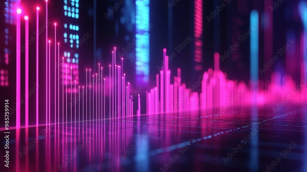 Abstract Neon Data Visualization in Dark Environment Abstract Neon Data Visualization in Dark Environment