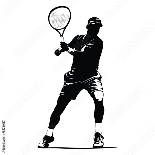 tennis player silhouette vector
