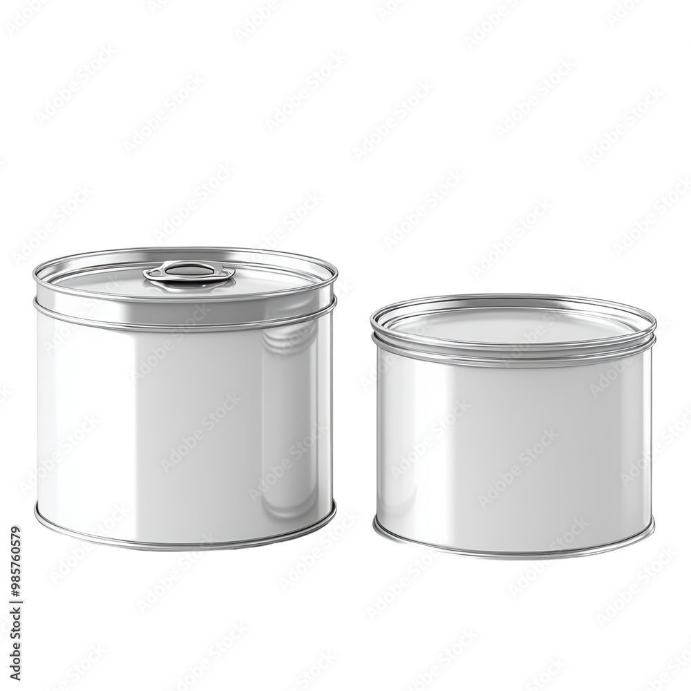 Round tin can packaging with editable label area for food products, mockup, png, transparent background. Round tin can packaging with editable label area for food products, mockup, png, transparent background.