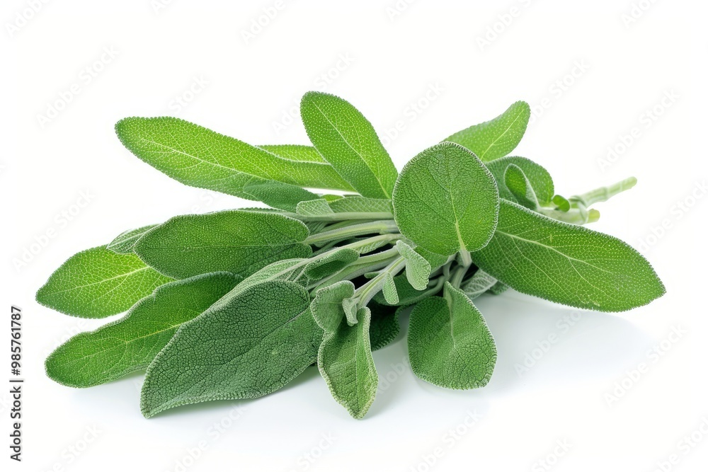 A fresh Sage and Sage Power isolated on white A fresh Sage and Sage Power isolated on white